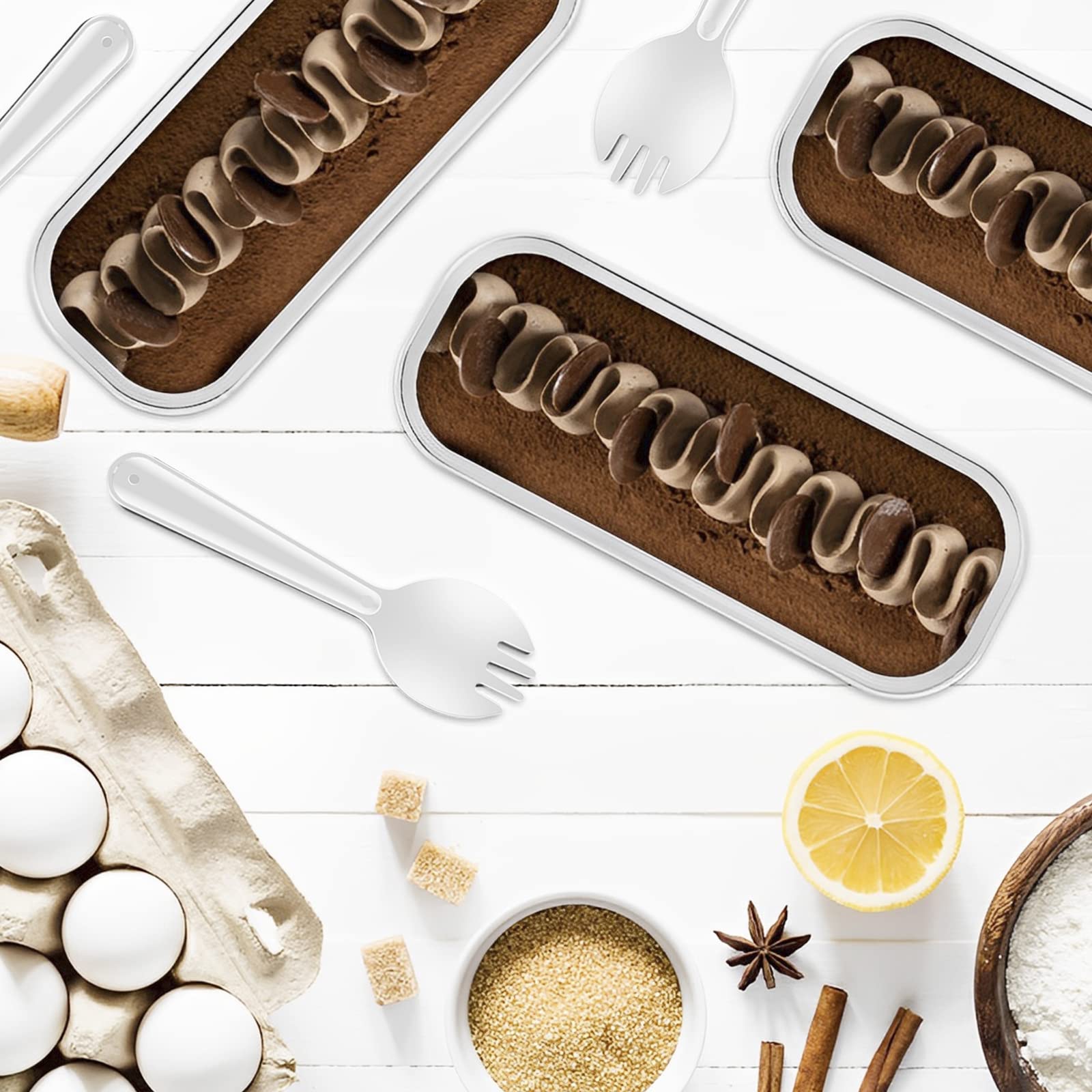 150 mini moldes para tartas con tapas, cucharas de 200 ml, mini moldes para hornear pan, moldes de aluminio para hornear en el hogar y la cocina (color azul piedra preciosa)