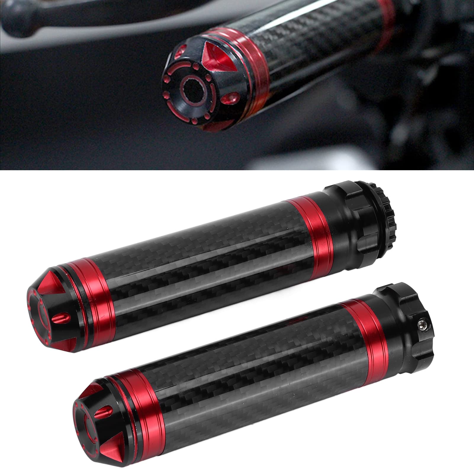 Poignées De Guidon Moto/vélo - 2 Pièces En Fibre De Carbone Et Alu - Universel Pour Guidon 7/8 Pouces