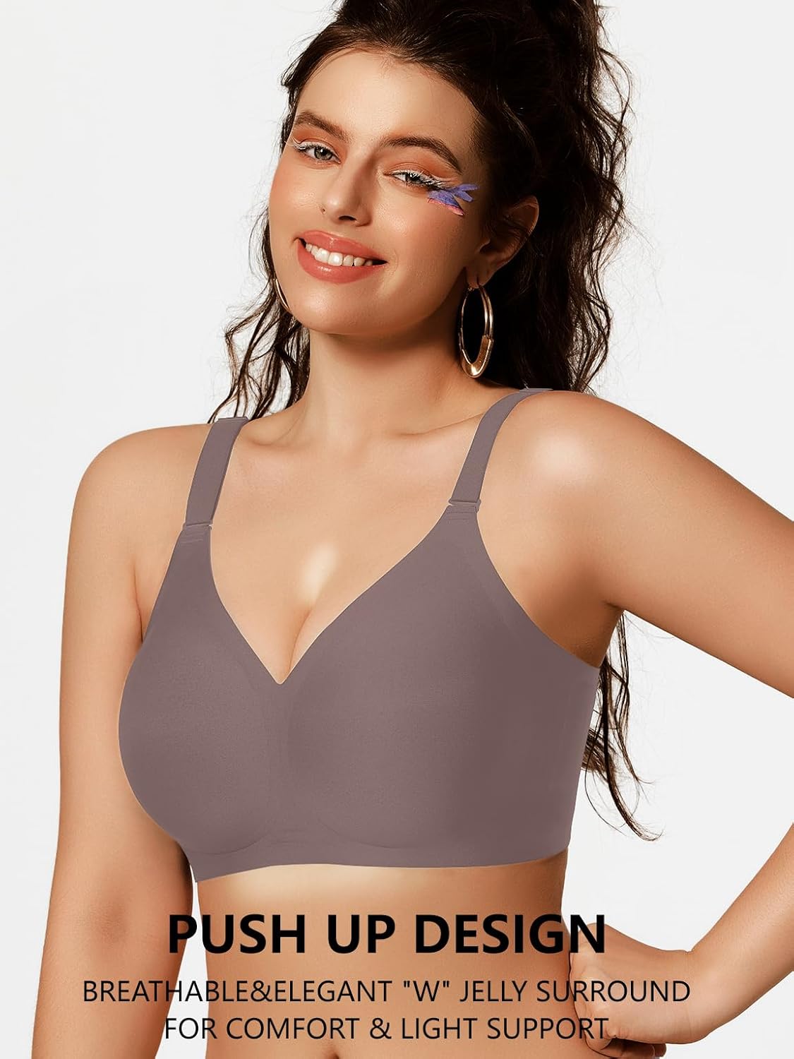 COCOMARTS Jelly Bras for Women No Underwire Push Up Seamless Supportive Plunge Bra Full Coverage Comfortable Bralettes - Image 2