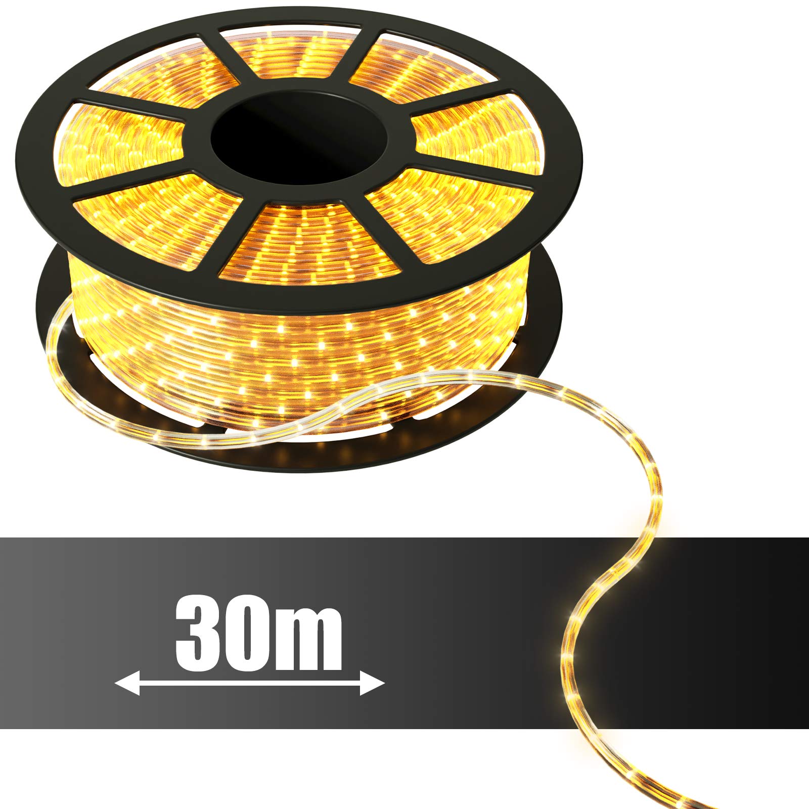GOPLUS Luz Manguera 10/20/30 M, Tira de LED Impermeable, LED Luces de Navidad para Decoración Exterior Interior Fiesta Jardín Hogar, Blanca Cálida (30 m)