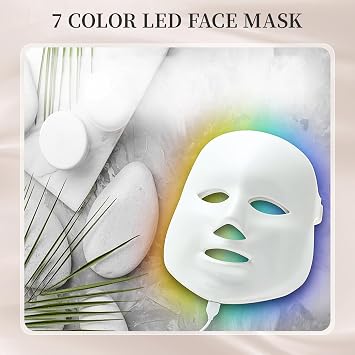 SDKWDH LED Face Mask Light Therapy, Red Light Therapy Mask with 7 Colors, 850nm Infrared & Red Light Therapy for Face, Portable Anti-Aging Skin Rejuvenation Tool with Timer for Home Use