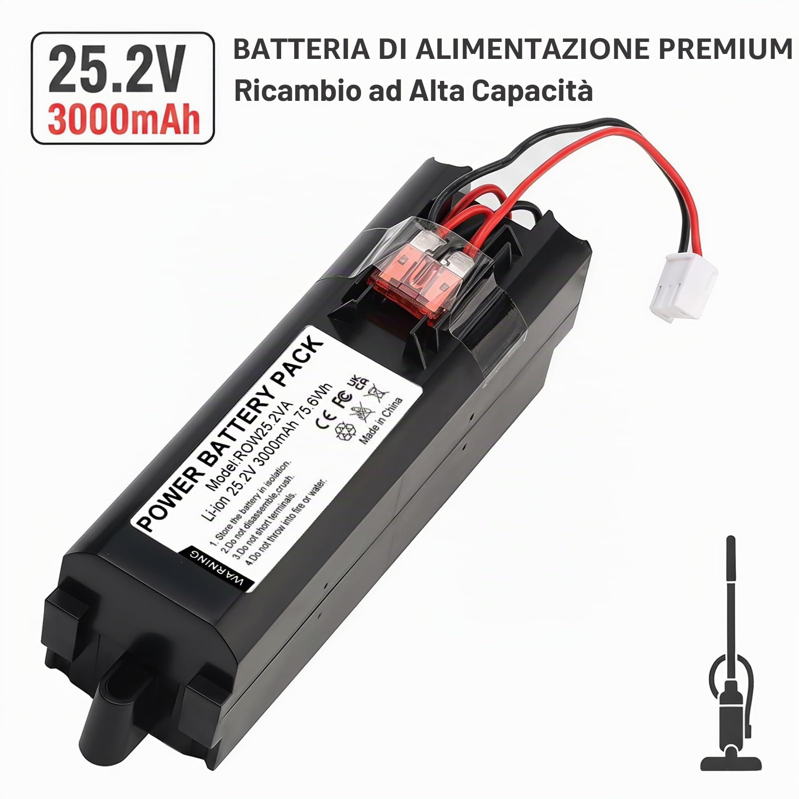 Batteria di ricambio agli ioni di litio da 3000 mAh per Rowenta 25,2 V RS-RH5274 RH8827WO RH8829WO RH8870WO RH 887101
