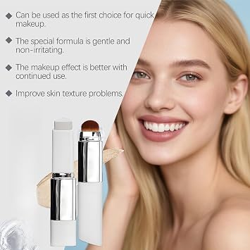 Color Changing Foundation Stick,Full Coverage Foundation with Brush,Cream F/oundation & Concealer Stick 2-in-1,Makeup F/oundation Suitable for All Skin Types, Spot Concealer(Medium)
