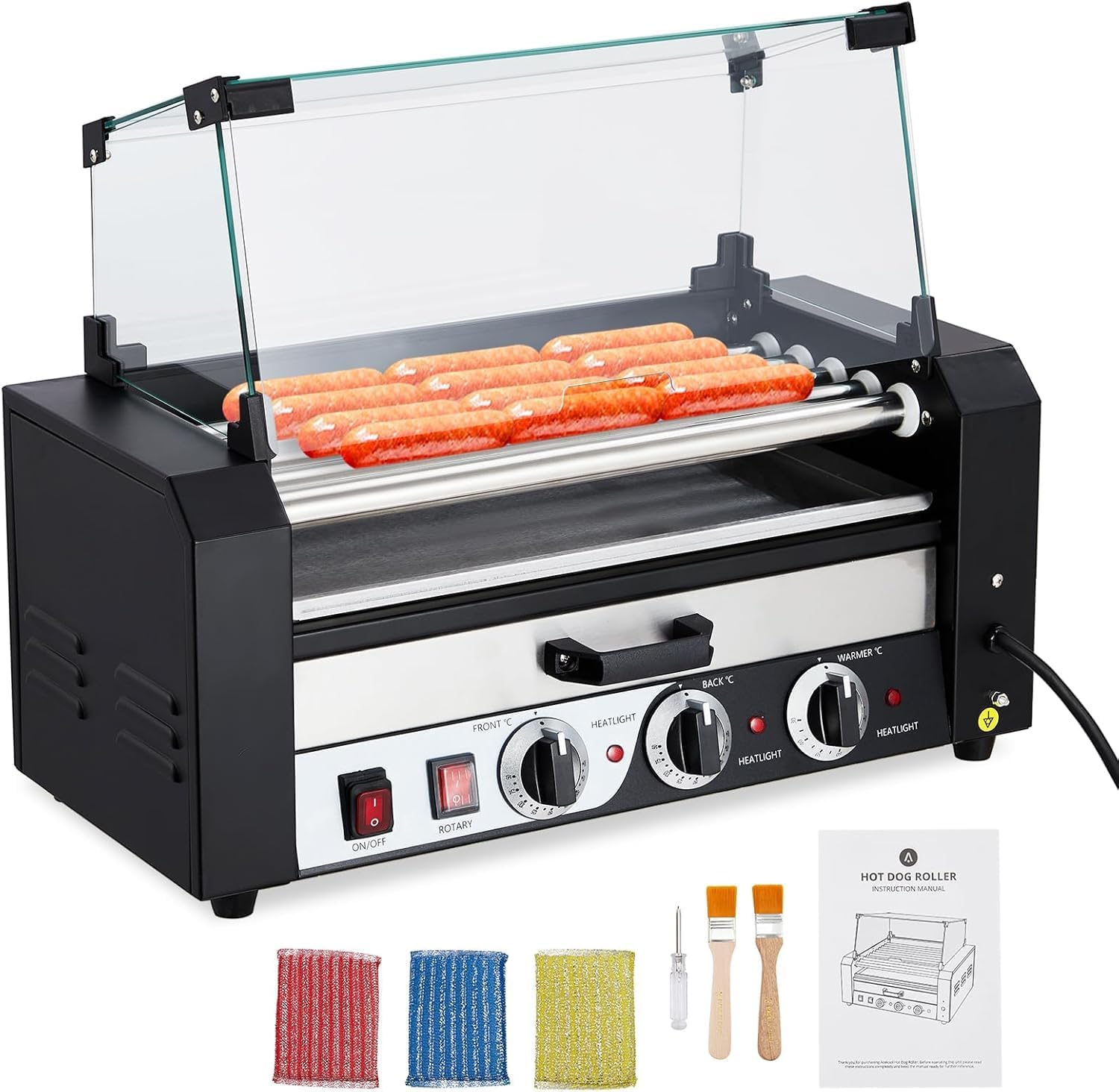 GarveeTech Hot Dog Roller,5 Rollers 12 Hot Dogs Capacity