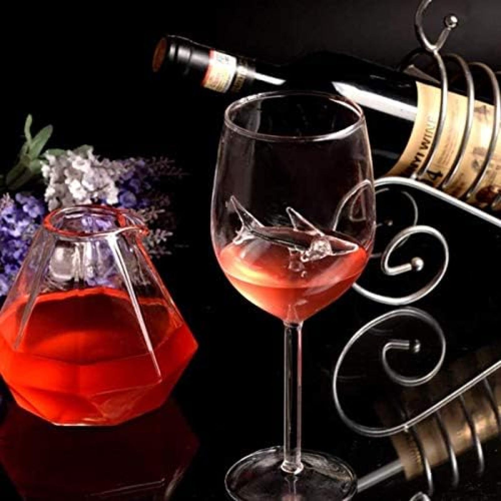Calici Per Vino Eleganti Bicchieri Da Vino Rosso Con Squalo All'interno Del Calice Di Vetro Vetro Trasparente Senza Piombo Per La Casa Bar Party Regali Creativi Per Gli Bicchieri Lavabili In Lavastoviglie