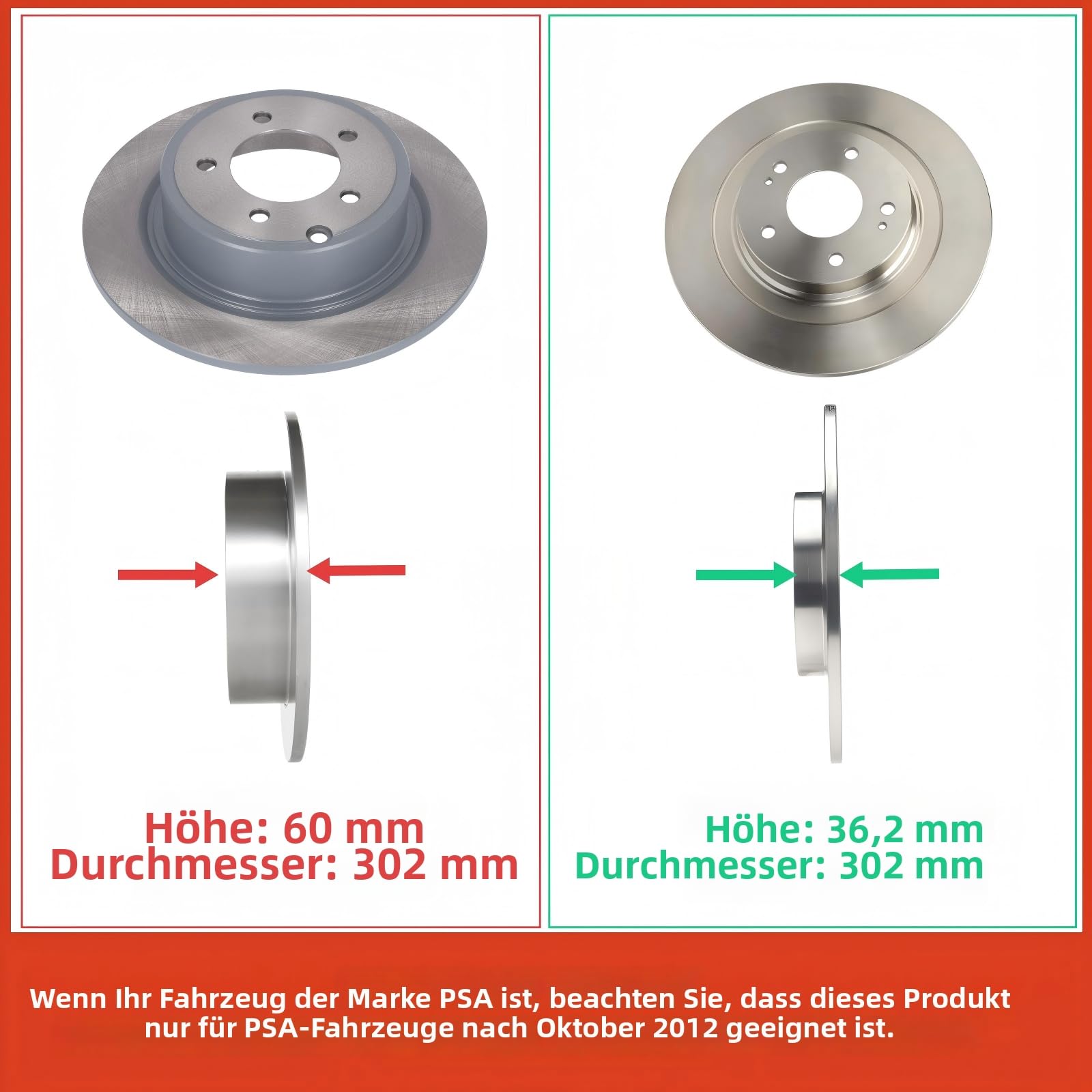 Frankberg 2x Bremsscheiben + 4x Bremsbeläge Hinten 4605B070 | Kompatibel mit Outlander III Van GFW GGW, 4.008E3, ASX Van GAW, ASX GAW, Outlander III GFW GGW ZJ ZK ZL, C4 Aircross