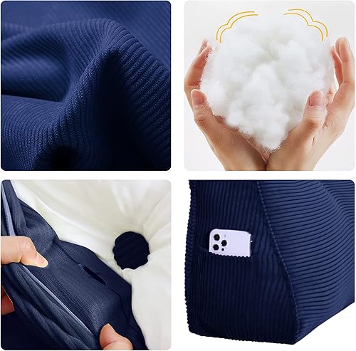 Miniatura 6 de Roner Respaldo ergonómico, cabecero de cuña, almohada de lectura, sillas de cama, soporte de espalda para sentarse en la cama, sofá cama grande,