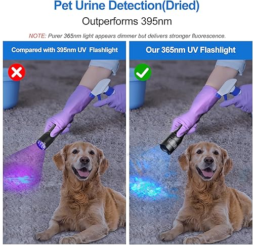 Miniatura 2 de Vansky X7 Pro 365nm UV Light Linternas de luz negra: linterna LED negra linterna ultravioleta profesional detector de orina de mascotas para perros