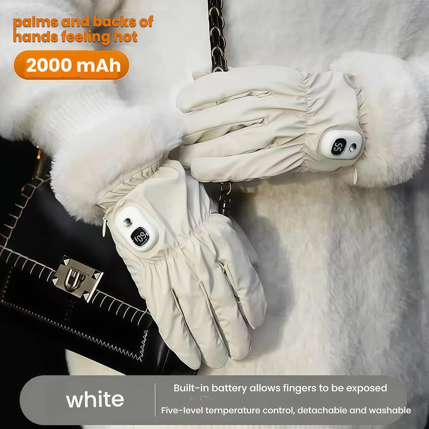 Heated Gloves for Women - 3000mAh Rechargeable USB Heated Ski Gloves, Heated Mittens for Women & Kids, Waterproof Ski Mittens for Snowboarding, Skiing