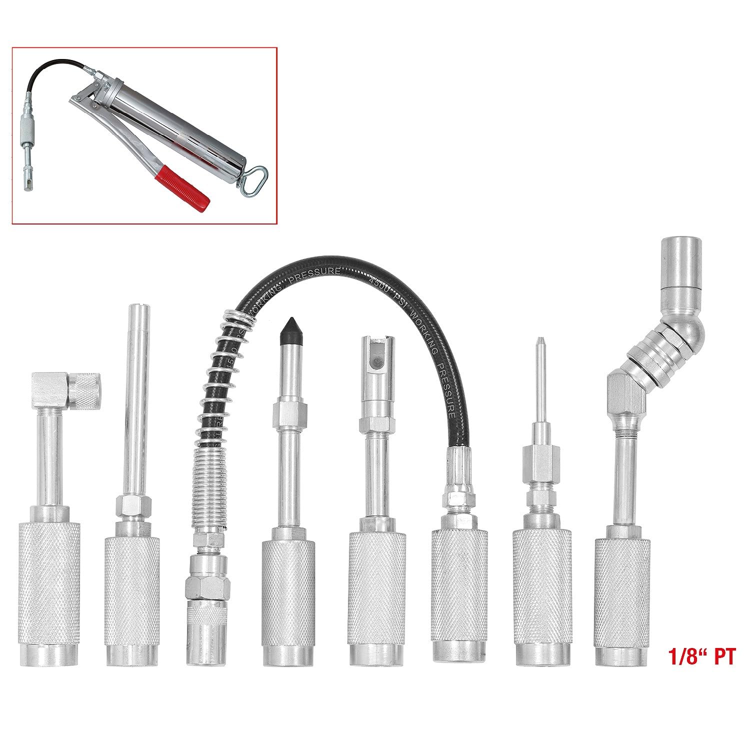 KS Tools 980.1100 Zestaw przystawka do praski smarowniczej, 7-szt