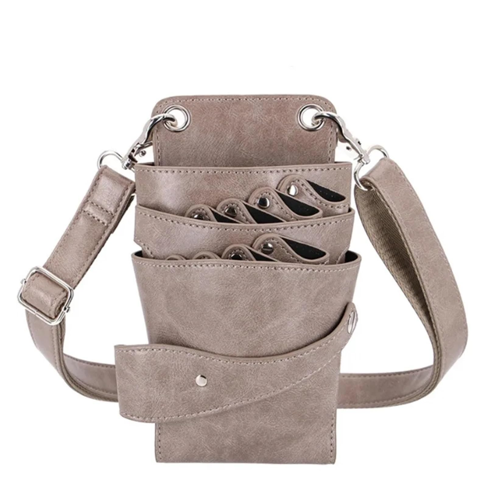 Friseurgürtel Professionelle 8-Tasche schwarz Salon Barber Haar Schere Tasche Schere Clips Friseur Holster Beutel Halter Fall Gürtel(Green)