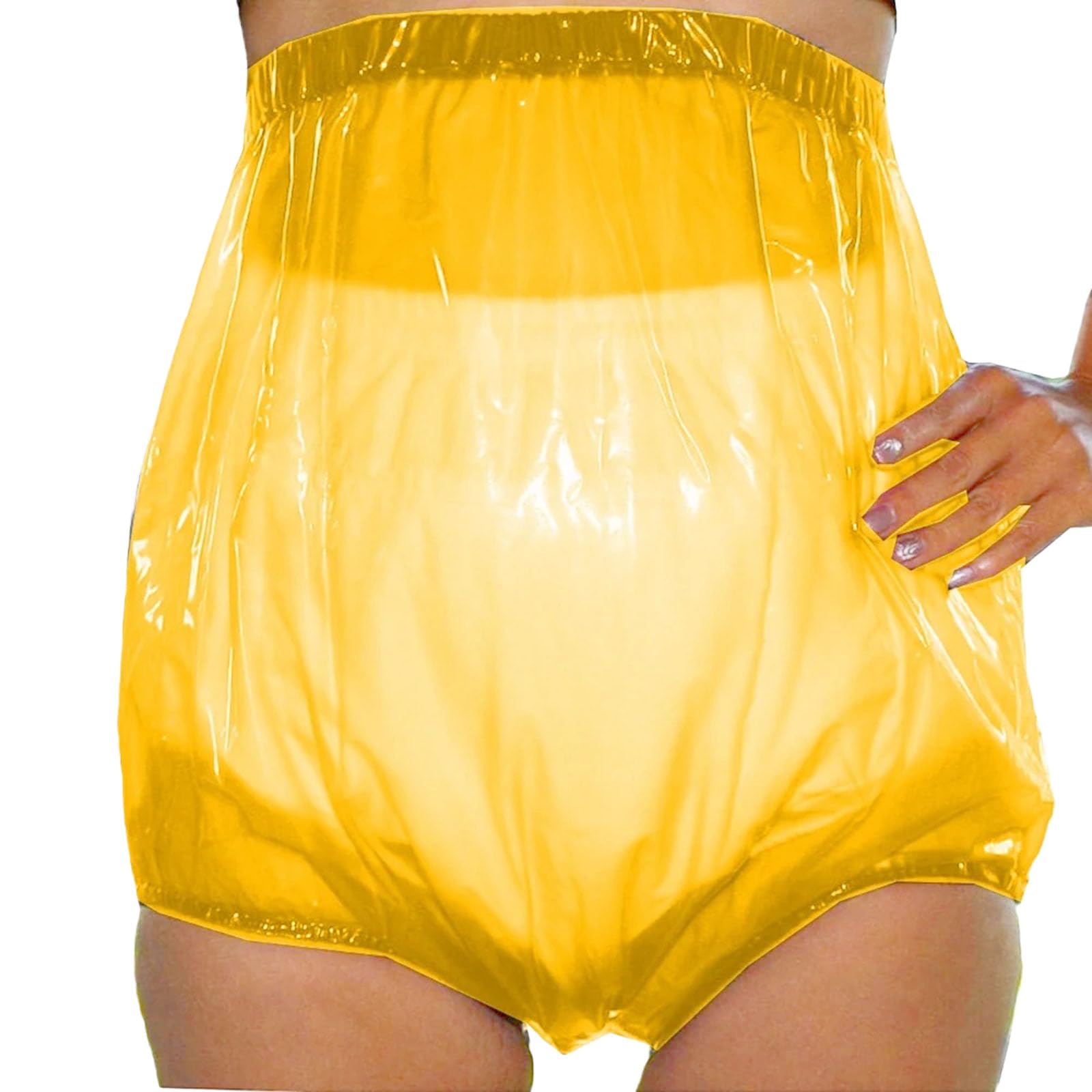 Erwachsene Plastik Windelhose, Windelhose Waschbar Höschen, Inkontinenz Unterwäsche Wiederverwendbar, Waschbare Slips Aus Kunststoff, UnisexYellow,7XL