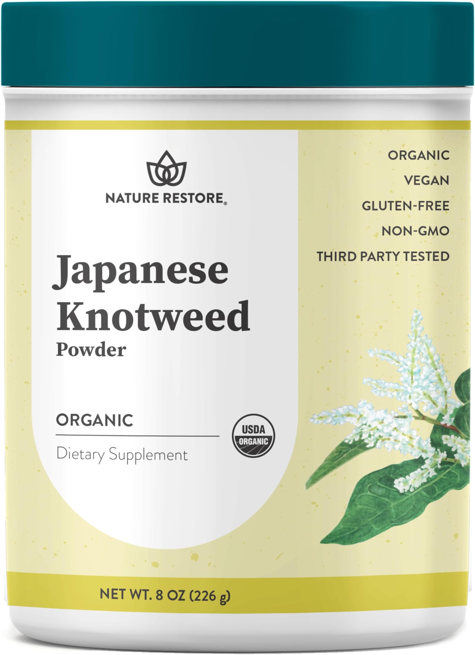 Nature Restore Japanese Knotweed Powder, 8 Ounce, Natural Trans-resveratrol, Non GMO, Gluten Free, Also Known as Polygonum Cuspidatum