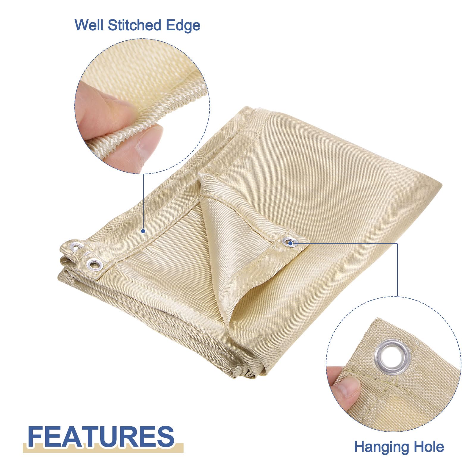 HARFINGTON 2 mantas de soldadura ignífugas de 8 x 6 pies 1022 Fahrenheit de fibra de vidrio ignífuga para aislamiento térmico, escudo térmico de soldadura