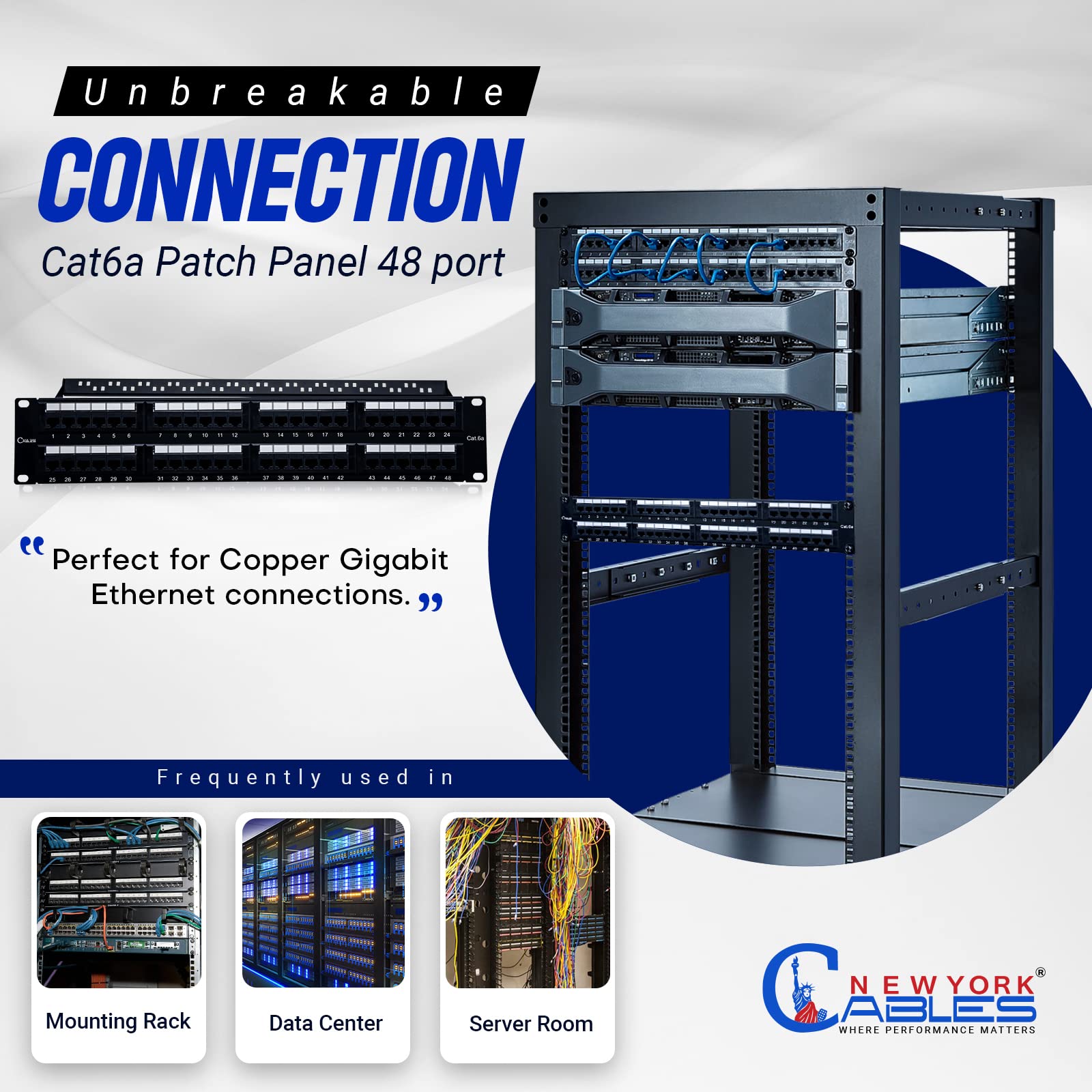 Amazon.co.jp: Newyork Cables® Cat6a パッチパネル 48ポート/ブランク