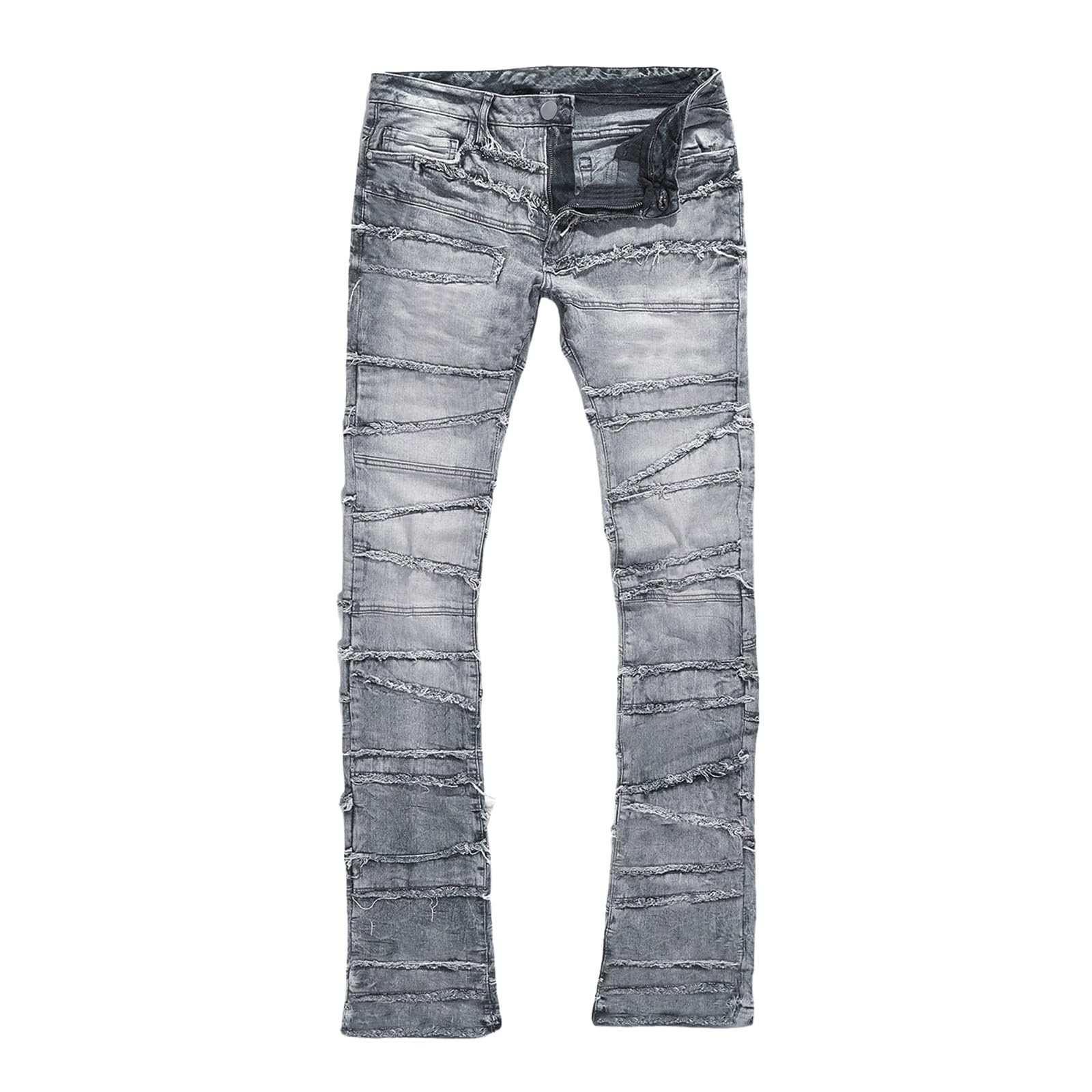 Jeans Uomo Strappati, Pantaloni Uomo Jeans con Ricamo Pentagramma Pantaloni in Denim Stretch Slim Fit vestibilità Regolare Jeans Uomo Estivi Jeans Leggeri Streetwear Stile Y2k Pants Casual Versatile