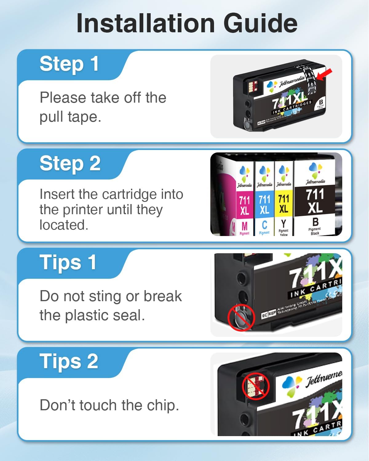 8-Pack 711XL Ink Cartridges High Yield Compatible for HP 711 Ink Cartridges Bundle Work for HP Designjet T120 T100 T520 T125 T130 T525 T530 Printer (2 Black, 2 Cyan, 2 Magenta, 2 Yellow)