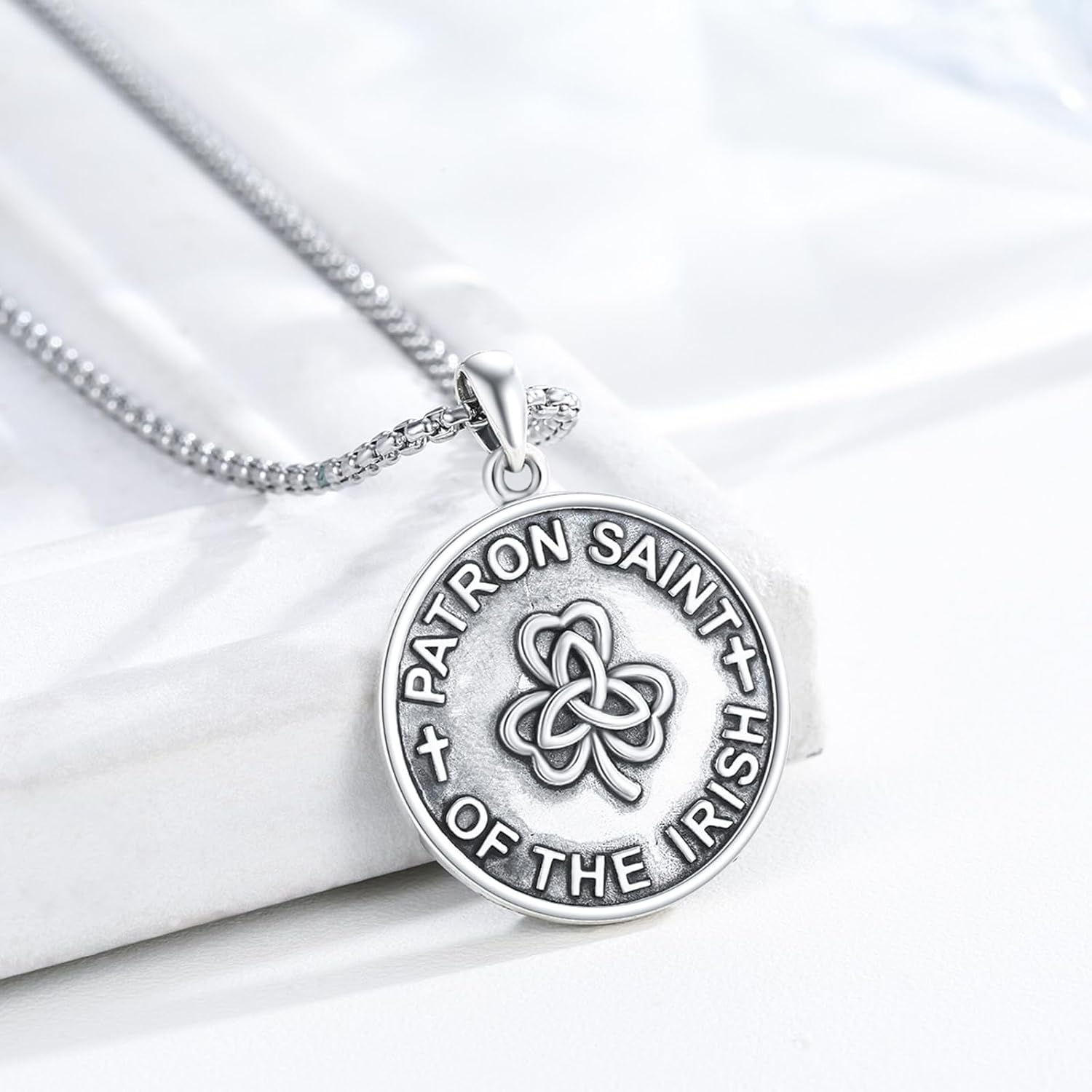 TwoAnts 925 Sterling Silver Patron Saint Medal Necklace Protection Catholic Jewelry Gifts for Men Women
