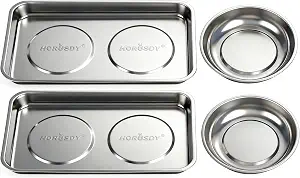 HORUSDY 4-Piece Large Magnetic Parts Tray Set, Stainless Steel Heavy Duty