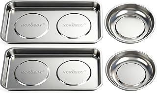 HORUSDY 4-Piece Large Magnetic Parts Tray Set, Stainless Steel Heavy Duty 9.5