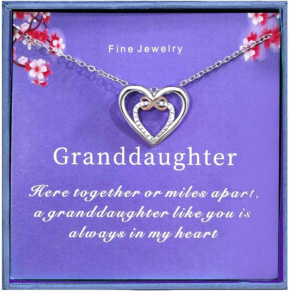 GifytelGranddaughter Gifts from Grandma Silver Infinity Heart Necklace from Grandmother, Best Birthday Gift Ideas, Pendant Jewelry Necklaces Valentines Day gifts