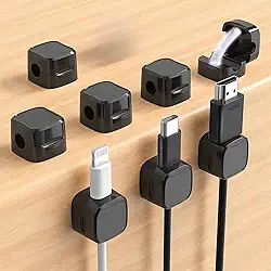 Organizador de Fios e Cabos com Imã Organizador de Mesa Organizador Escritorio Organizador Fios Mesa Gamer Organizador de Cabos e Fios Mesa Organizador Cabos Com Praticidade Kit Com 8 (Preto)