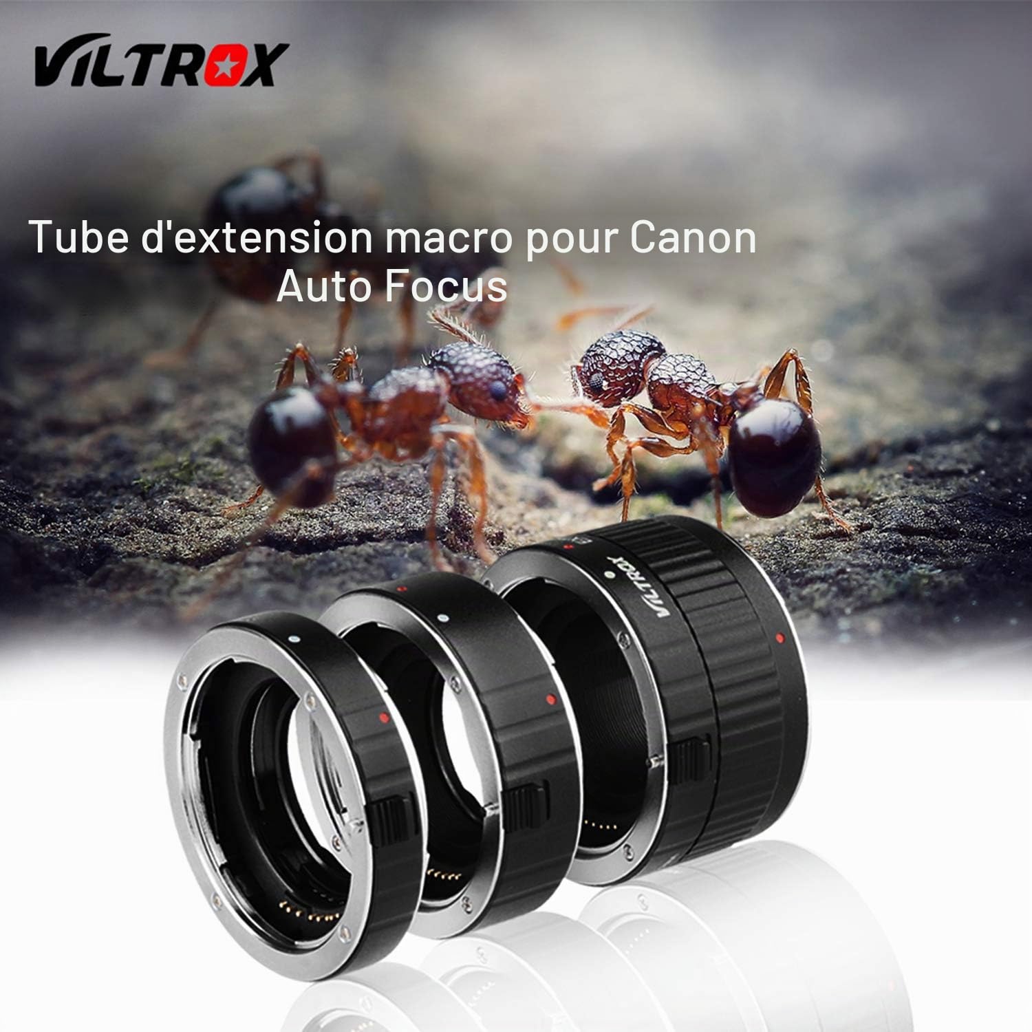 VILTROX DG-C Tube d'Extension Macro à Mise au Point Automatique à Montage en Métal Adaptateur Anneau (12mm + 20mm + 36mm) pour Canon EF EF-S 5D 6D 7D 760D 700D 80D 70D 100D 1300D Appareil Photo