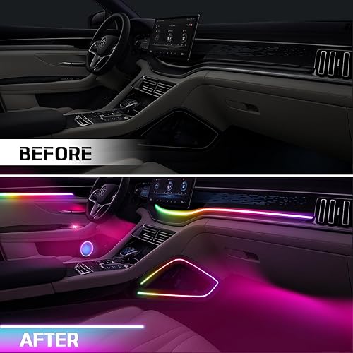 Miniatura 23 de Nueva versión Dreamcolor acrílico luces interiores del coche 18 en 1 RGB kit de iluminación ambiental del coche APP Control Zoned Control System 252