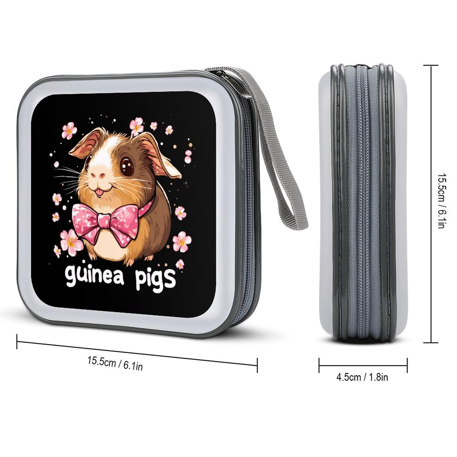 Guinea Pigs Cute Pets CD Case Portable DVD Holder Storage Organizer for Home Travel