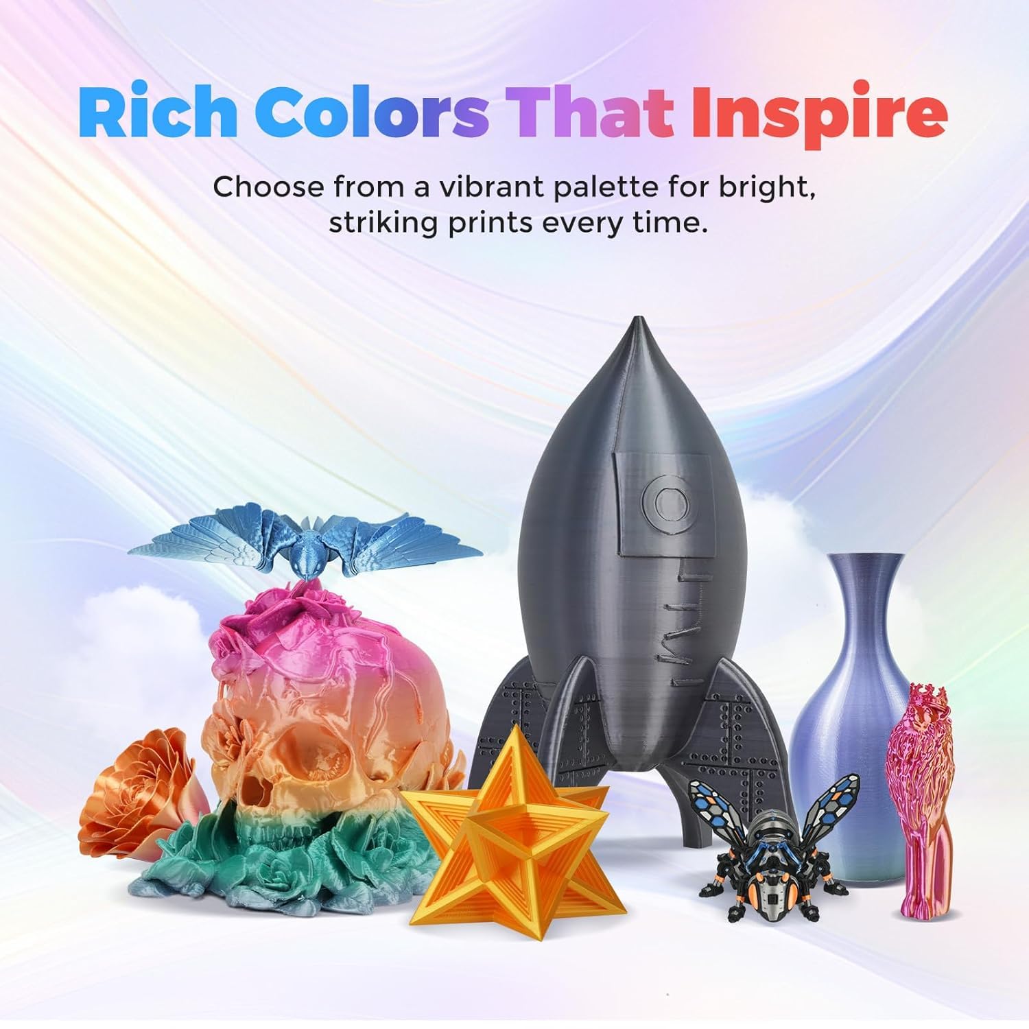 FLASHFORGE - Filamento in seta a tre colori, oro argento, rame 3 in 1, coestrusione 1,75 mm, filamento per stampante 3D, bobina da 1 kg, precisione dimensionale +/- 0,02 mm, in seta PLA cambia colore