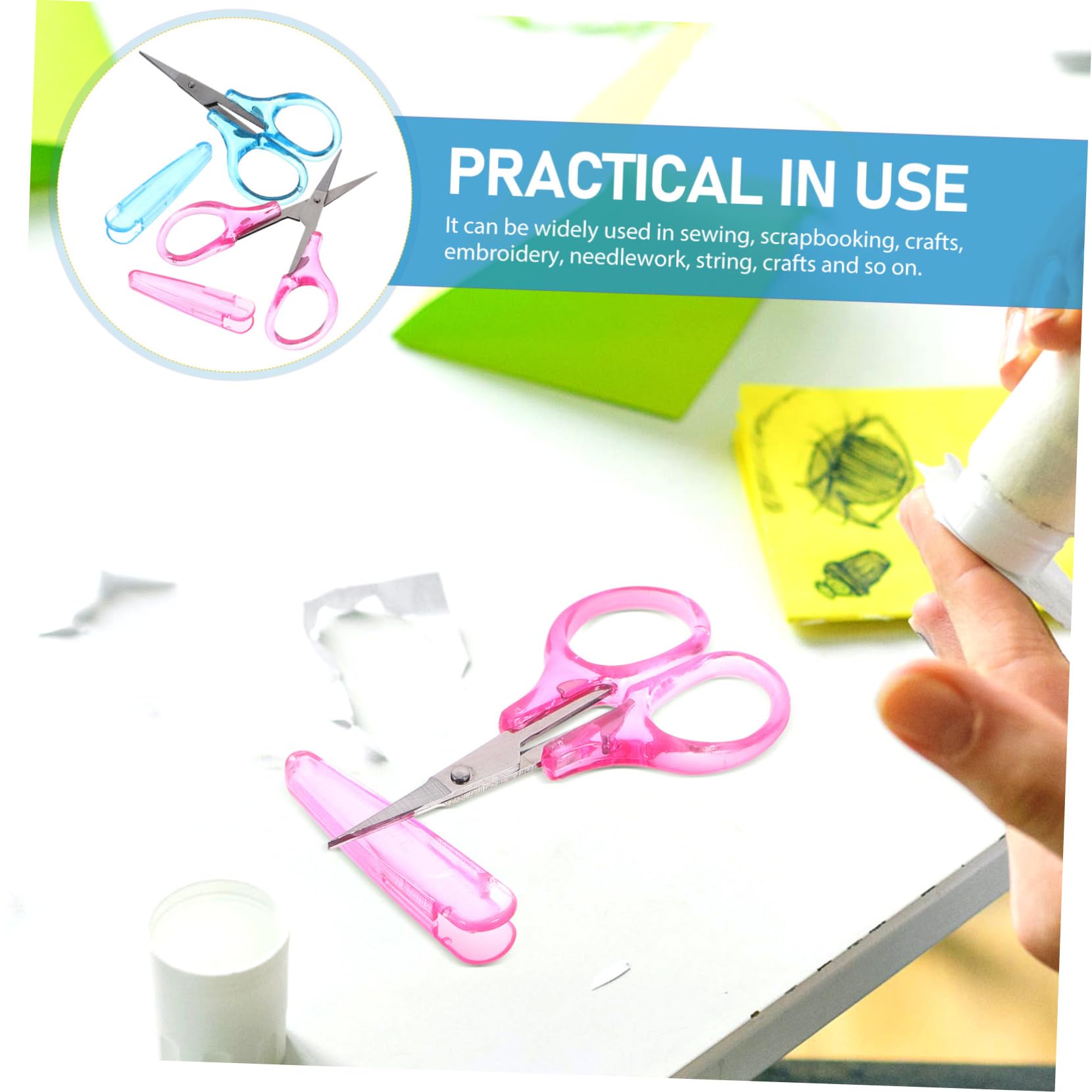 ARTIBETTER 5 Ensembles Ciseaux Avec Couverture Protectrice Coudre Ménage Couture Tissu Petit Point but Ciseaux De Bricolage De Bureau En Vrac Plastique 2 Pièces * 5