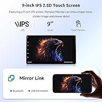 Vista 3 de Rimoody - Pantalla táctil de 9 pulgadas con pantalla táctil DIN para coche, estéreo con Android Auto, radio desmontable para automóvil con Bluetooth