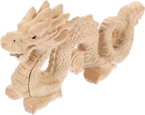 ABOOFAN Feng Shui escultura de estatua de dragón de madera natural tallada figura de animal Good Lucky 2024 Año del Dragón Año Nuevo Chino Adornos