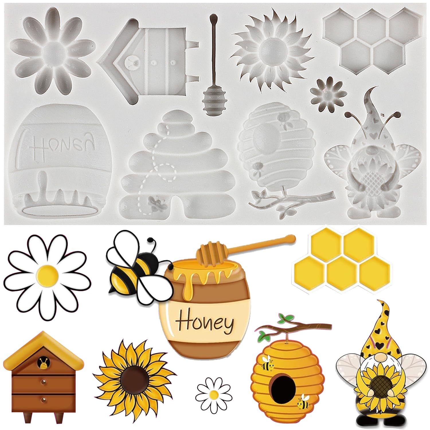 Sijiangmold Bee Silicone Moulds Honeycomb Bee Fondant Mould