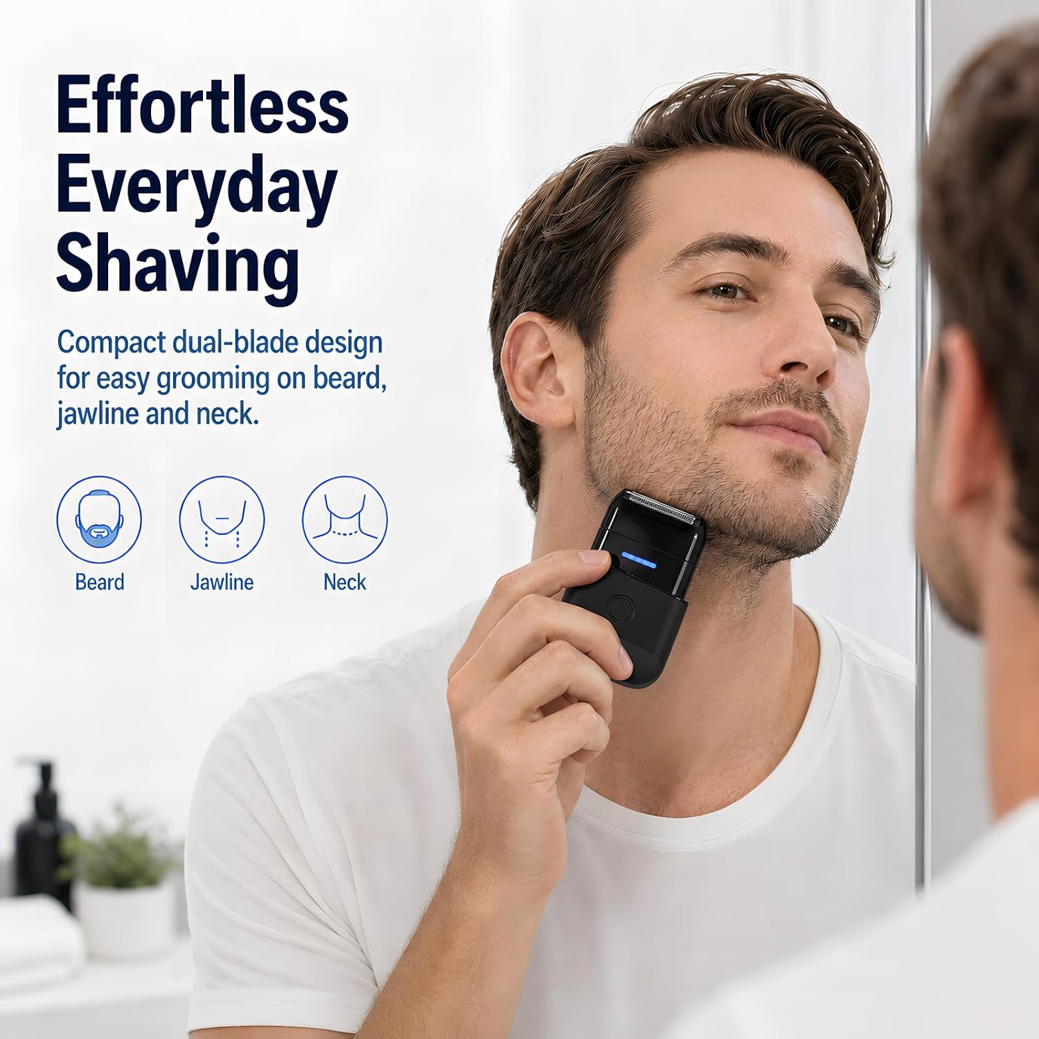 Foil Shaver, Protable Electric Razor for Men with Double Floating Blade