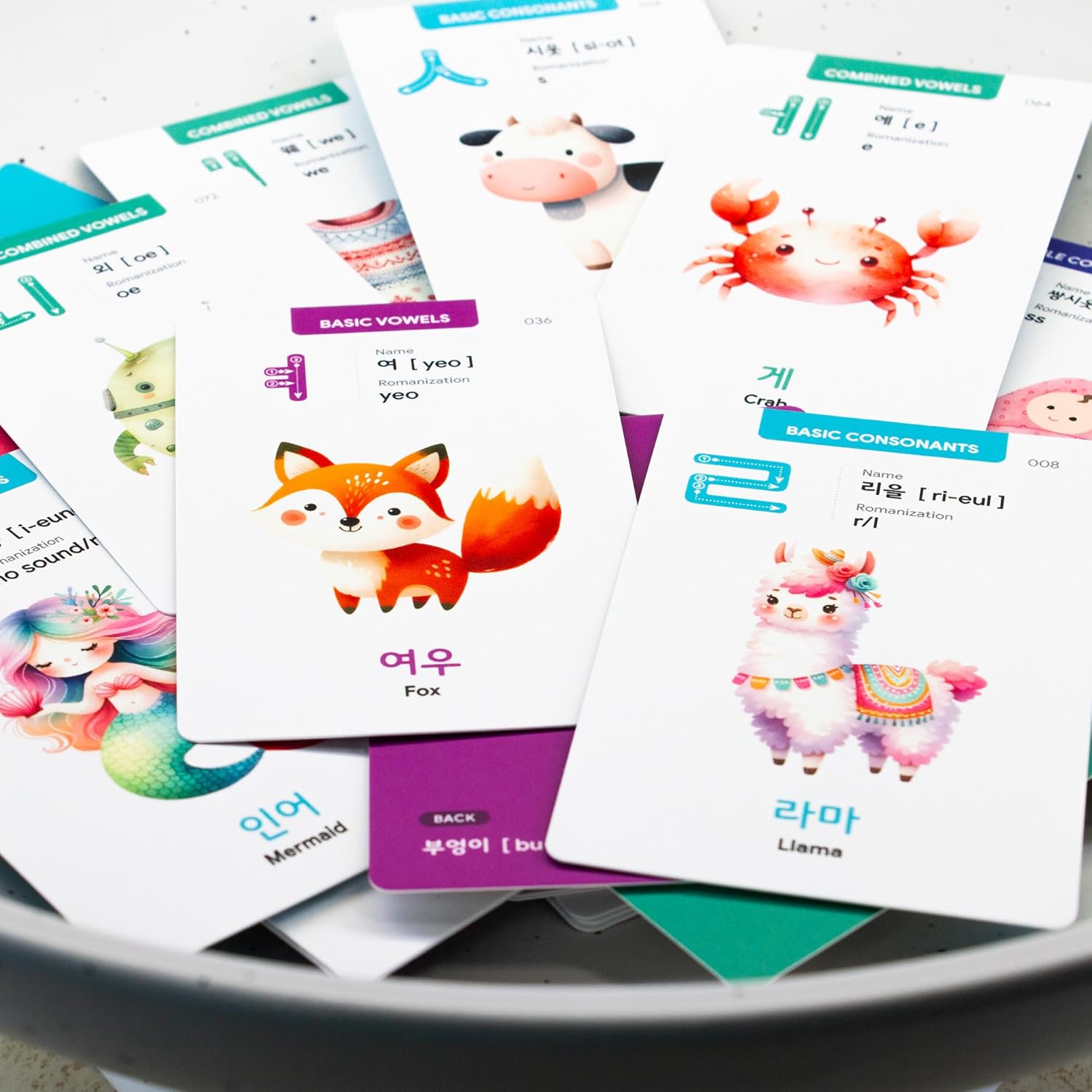 Korean Hangul Flashcards for Beginners - 55-Card Set for Mastering The Korean Alphabet, Numbers & Colors with MP3 Audio
