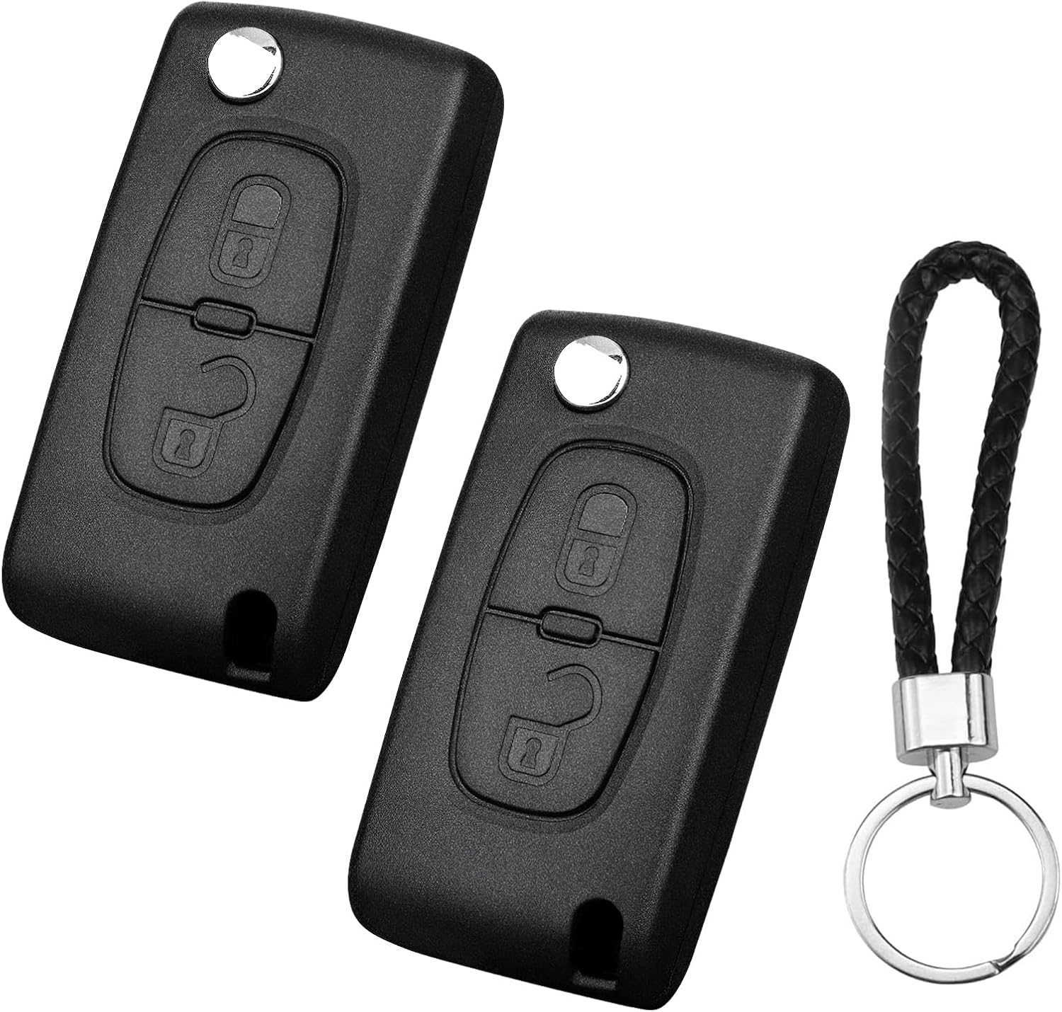 SPTwj 2 Pack Car Key Fob Case 2 Buttons Compatible with Peugeot 207 307