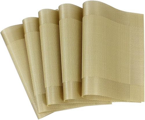 Miniatura 2 de Ranvi Manteles individuales para mesa de comedor, resistentes al calor, a las manchas, lavables, de PVC, juego de 5 manteles individuales de vinilo