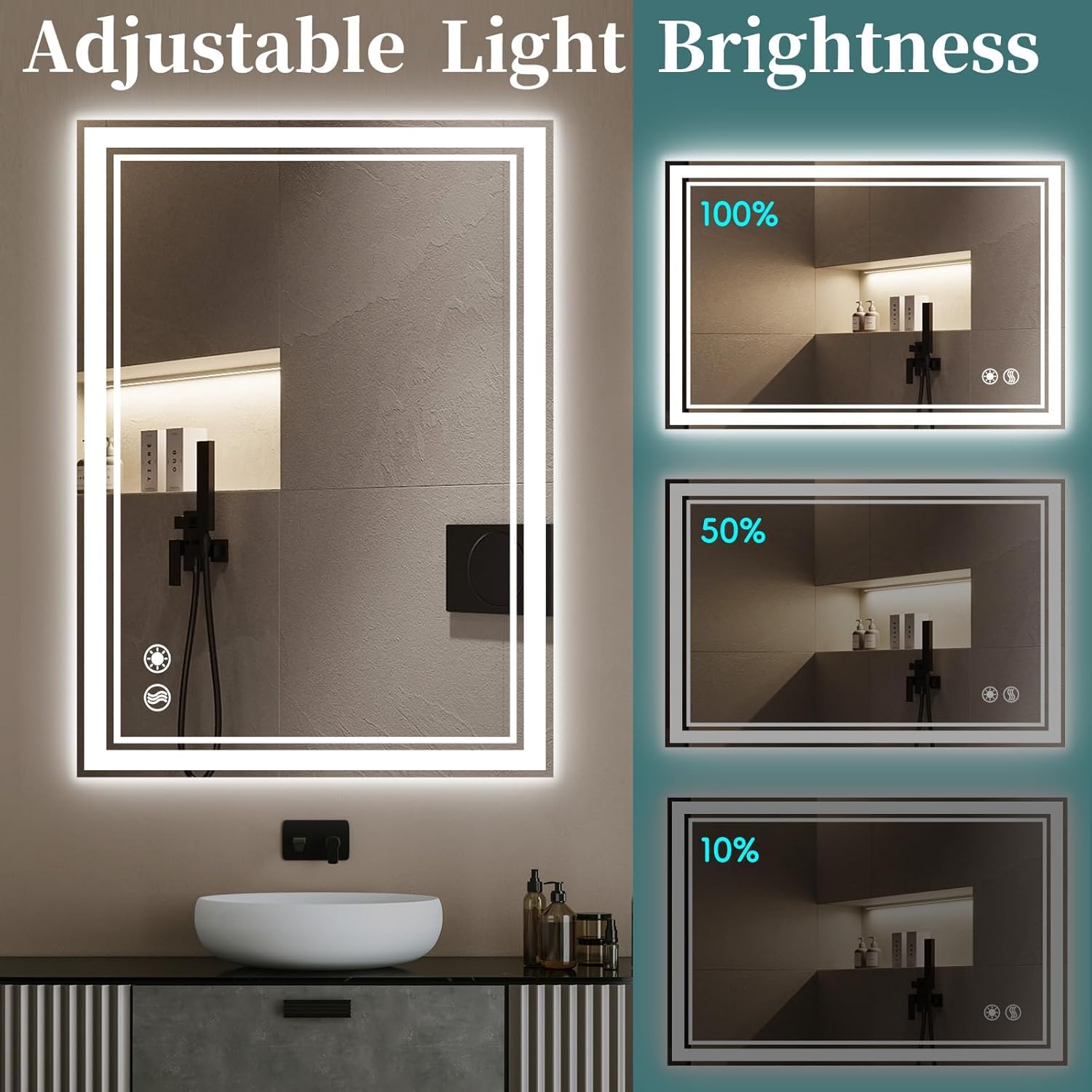 COLMERD 2pack 24 x 32'' LED Mirror for Bathroom Brightness Anti-Fogging LED Bathroom Mirror with Lights Memory 3 Colors Dimmable Samrt Mirror Touch Sensor Wall Mounted (Horizontal/Vertical)