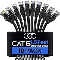 Vista 11 de Cable Ethernet Cat6 – Paquete de 10 unidades (5.9 ft) Cat 6 RJ45, LAN, Utp, red, parche, cable de Internet, 6 pies