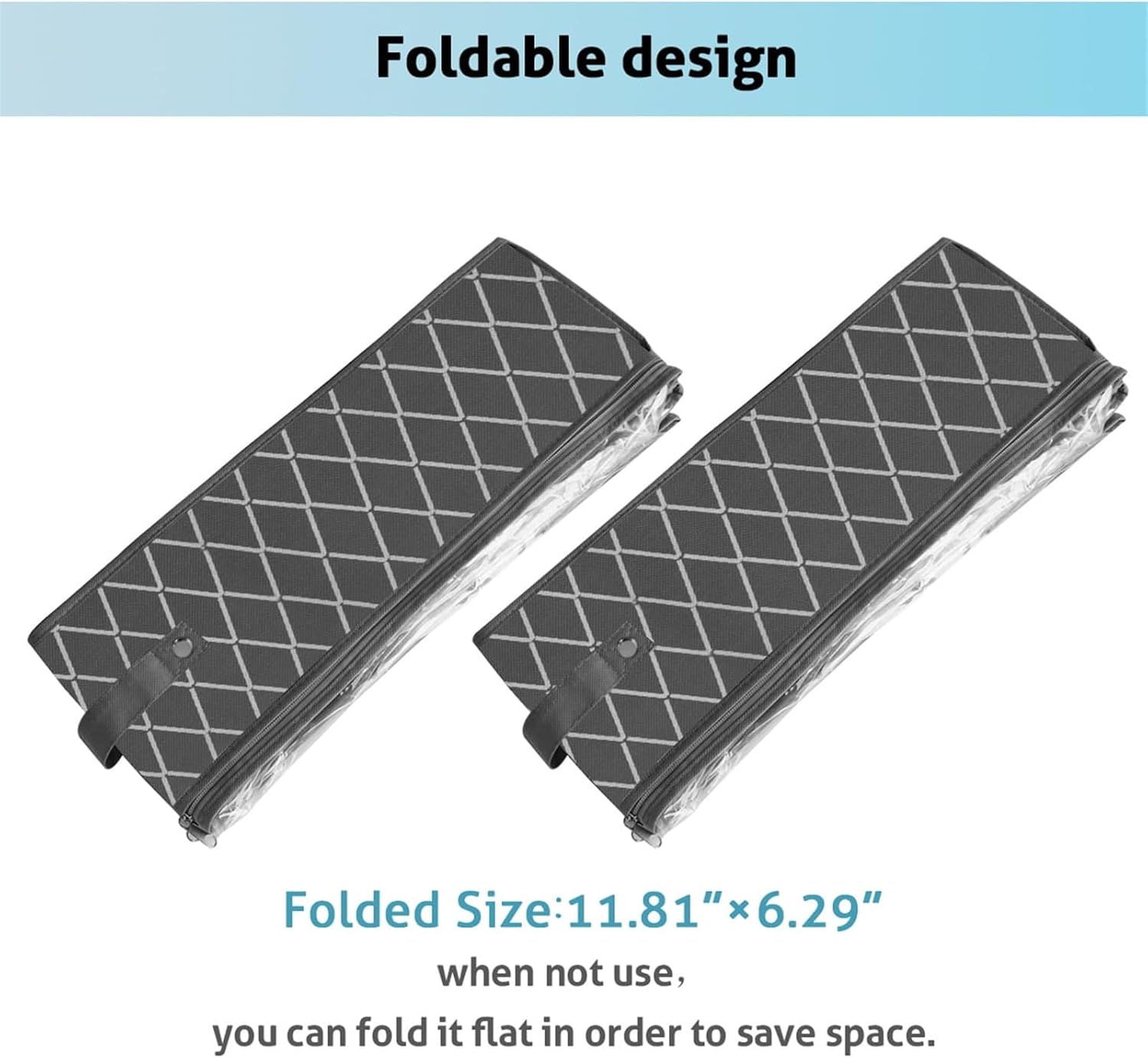 BAHREL Shoe Storage Organizer Under Bed, 2 Pack Fits 24 Pairs, Underbed Shoe Storage Box with Sturdy Handles and Clear Window, Breathable Fabric Underbed Storage Solution for Sneakers Slippers