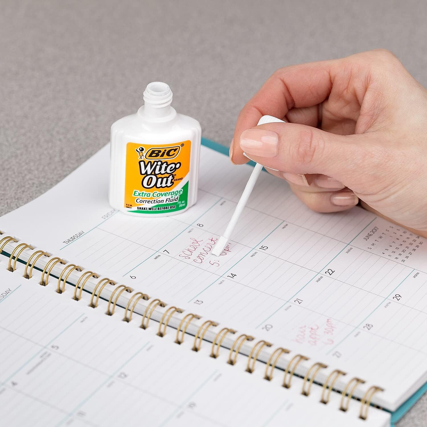 BIC WOFEC12WE Wite-Out Extra Coverage Correction Fluid, 20 ml Bottle, White, 1/Dozen