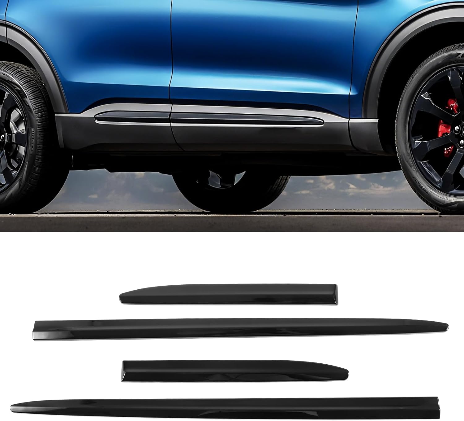4 PCS Door Side Molding Trim Compatible with Ford Explorer 2023 2022 2021 2020 Side Door Molding Cover(Glossy Black)