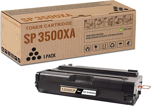 1 Pack SP 3500XA Black Toner Cartridge with Chip | Replacement for Ricoh SP 3500XA Work with Aficio SP 3500N SP 3500SF SP 3510DN SP 3510SF | 406989 6,800 Pages