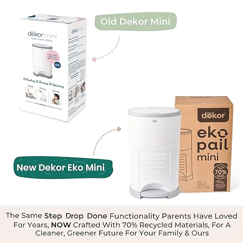 Miniatura 2 de Dekor Mini cubo de pañales manos libres color blanco más fácil de usar solo paso y caída hecho  no absorbe olores  cambio de bolsa de 20 segundos