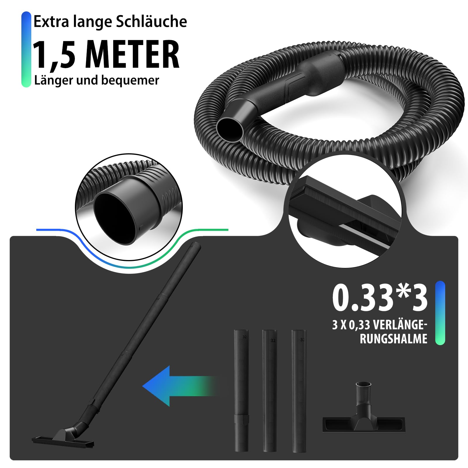 Odkurzacz przemysłowy Hoover odkurzacz na mokro i sucho, 4800 W, wysoka moc ssąca, bez worka na kurz, 16 kPa, pojemność 15 l, 4 koła wysuwowe
