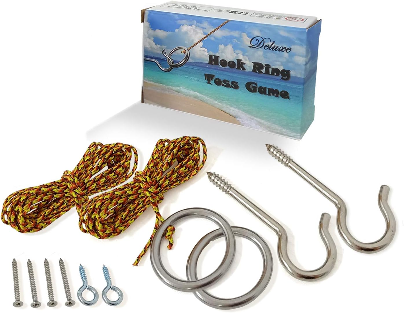 JAC&MOK 2 Pack Hook and Ring Toss Games - String Target Games Stainless Hardware and Nylon Material