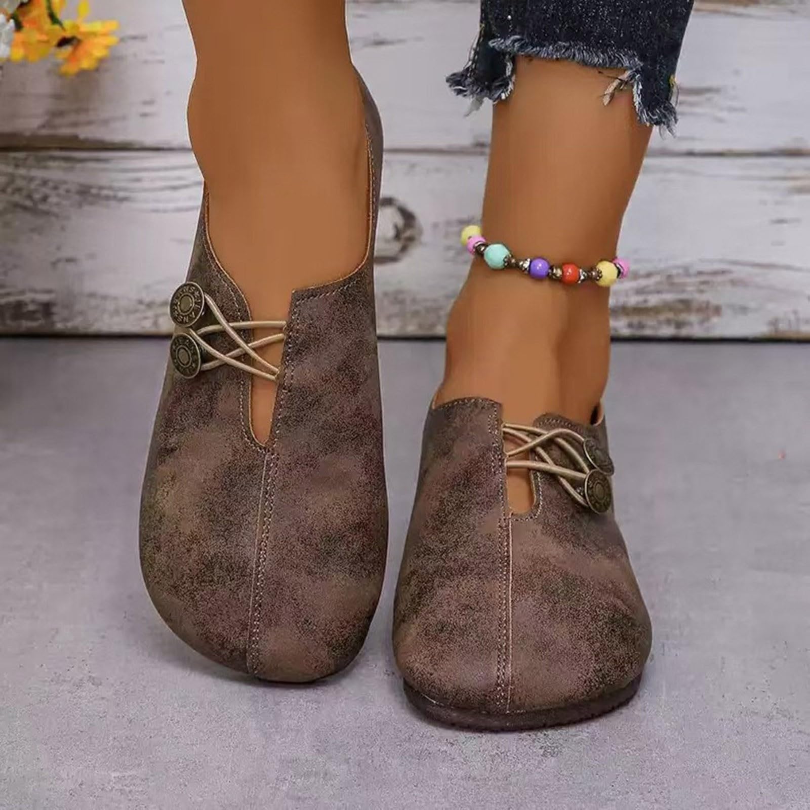 Chaussures de Cosplay médiévales en Similicuir pour Femme - Chaussures Plates élégantes - Style Renaissance Vintage - Durable - Chaussures de Spectacle à Enfiler pour Femme