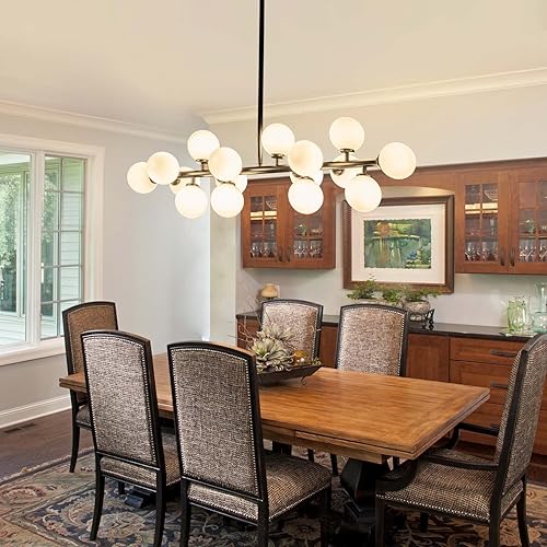 Miniatura 3 de Candelabros lineales modernos de mediados de siglo con 16 luces negras colgantes para comedor, cocina