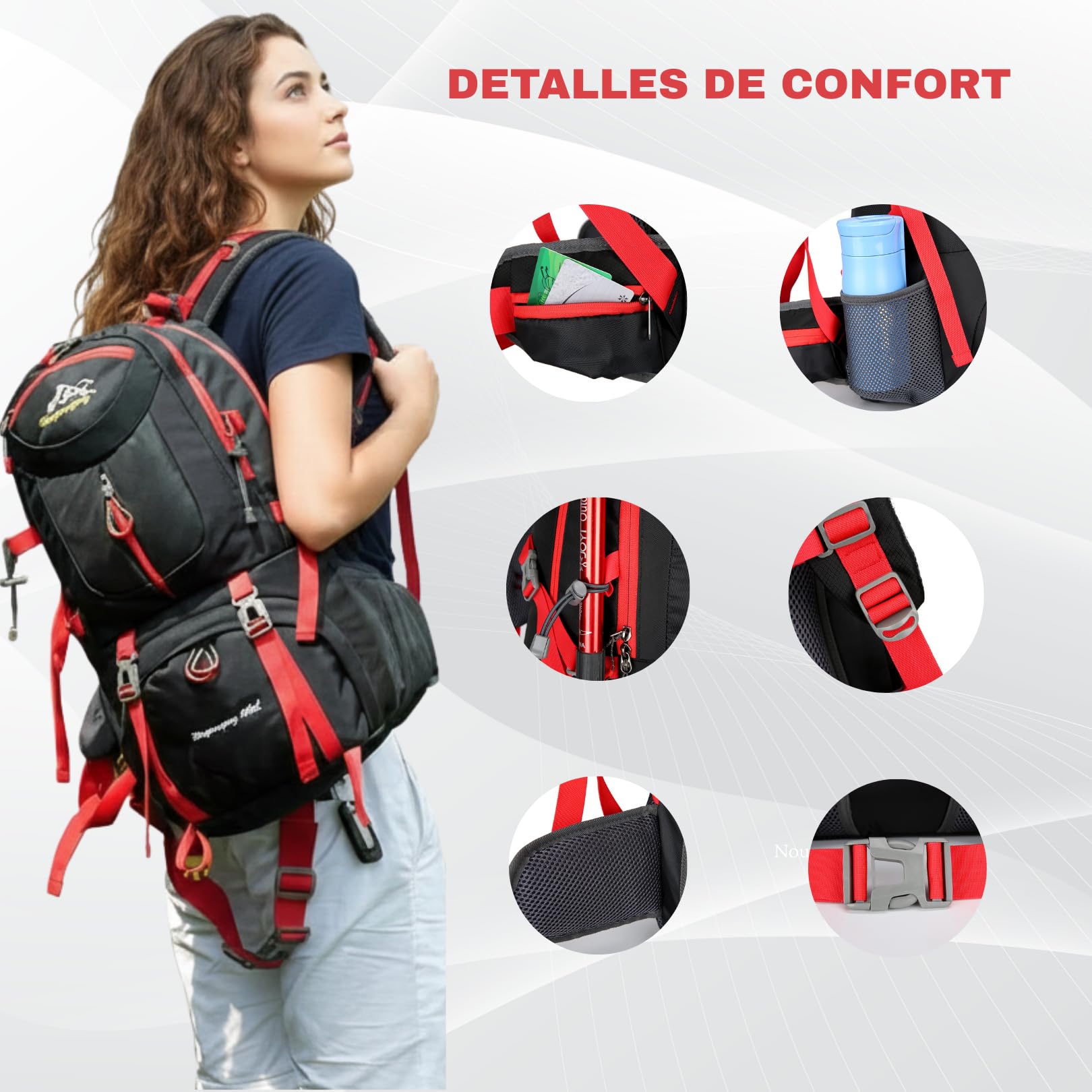 Zaino da trekking 40 l – Zaino da montagna leggero e resistente per escursioni, viaggi e uso quotidiano, uomo e donna